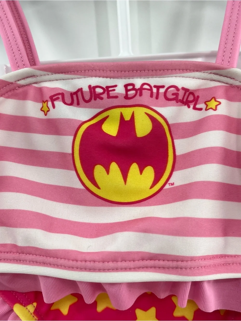NEW Future Batgirl Pink and Yellow Girls' 18 Months Swim Set with Bat Emblem